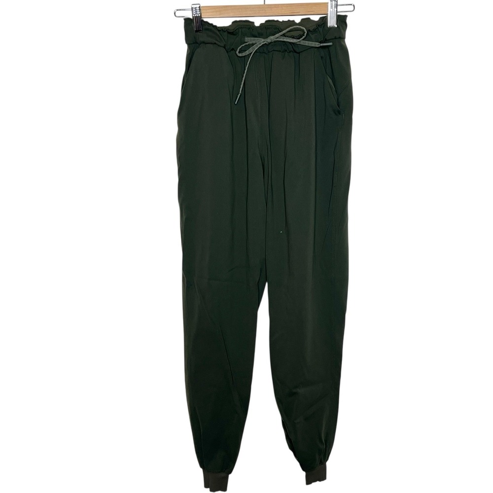 Lululemon Stretch High Rise Jogger Pants Dark Olive Womens Size 4 Athleisure